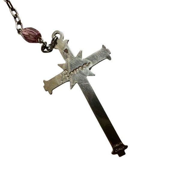 Roma sterling silver purple glass beaded rosary - Picture 5 of 14